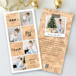 Tarjeta Festiva Pop Fizz Clink Año Nuevo Bloquea 4 Collages de fot