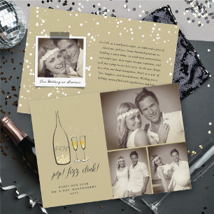 Tarjeta Festiva Pop Fizz Clink Elegante Gold Champagne Moda 3 Foto