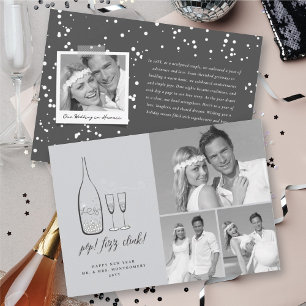 Tarjeta Festiva Pop Fizz Clink Elegante Moda de champán de plata