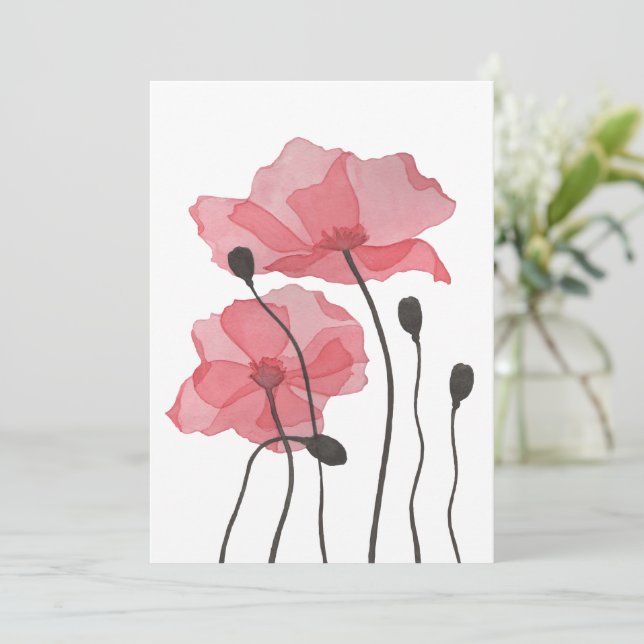 Tarjeta Festiva Poppies (Anverso de pie)