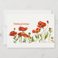 Poppies Red en un fondo blanco de acuarela de fila