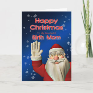 Tarjeta Festiva Por Birth Mom, un Santa saludando