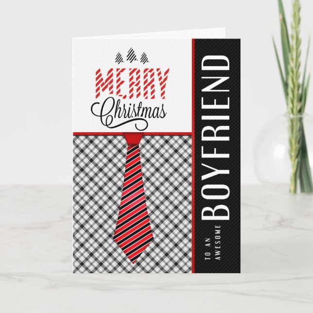 Tarjeta Festiva por Boyfriend Merry Christmas Masculine Necktie (Anverso)