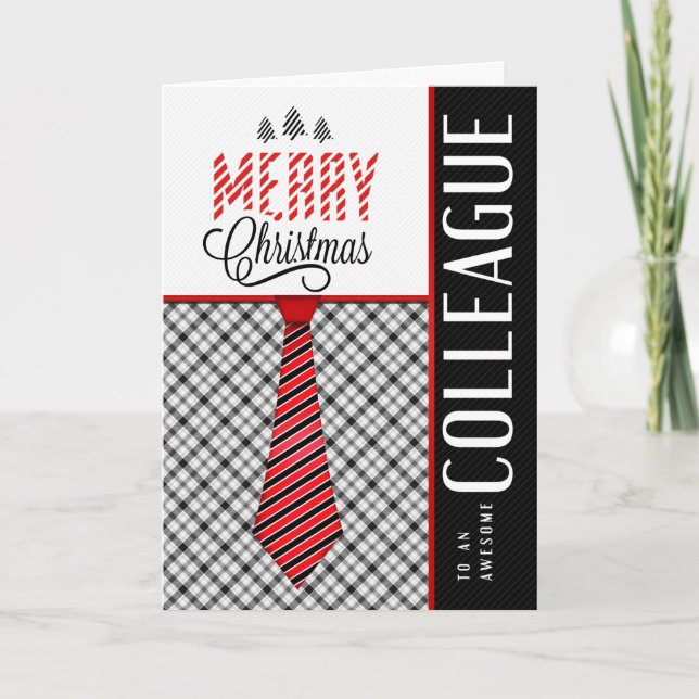 Tarjeta Festiva por Colleague Merry Christmas Masculine Necktie (Anverso)