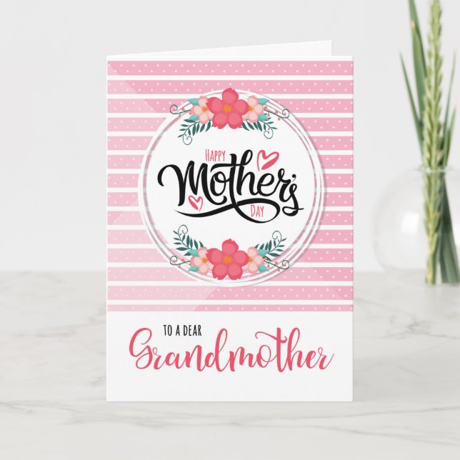 Tarjeta Festiva Por el Día de la Madre Bonita Rosa de Abuela (Anverso)