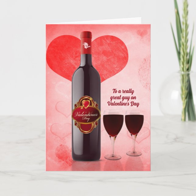 Tarjeta Festiva por él en El día de San Valentín Wine Them (Anverso)