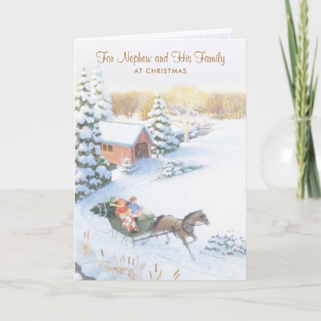 Tarjeta Festiva Por el sobrino y su familia a los Navidades (Anverso)