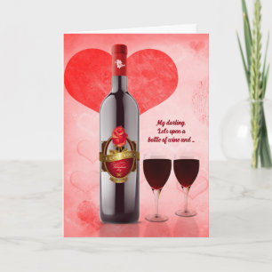 Tarjeta Festiva por esposa en El día de San Valentín Wine Lovers