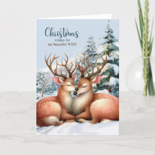 Tarjeta Festiva por esposa en Navidades renos románticos