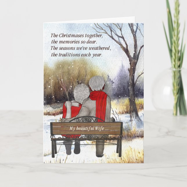 Tarjeta Festiva por esposa pareja de adultos mayores afroamericano (Anverso)