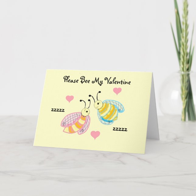 Tarjeta Festiva Por Favor Abeja Mi Valentín (Anverso)