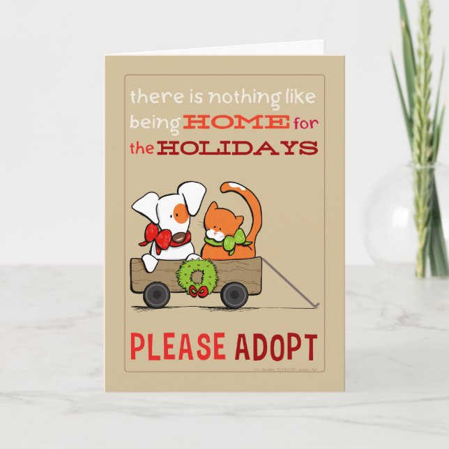 Tarjeta Festiva Por favor, adopte parche en un hogar agitado para  (Anverso)
