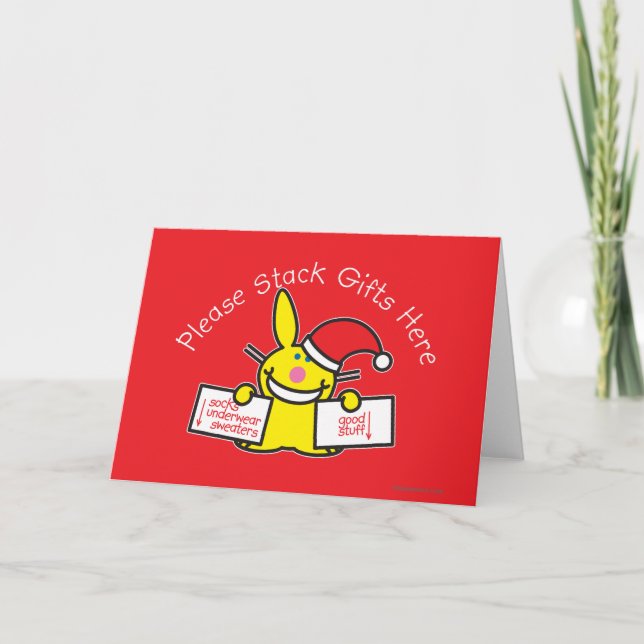 Tarjeta Festiva Por favor, apilar regalos aquí (Anverso)