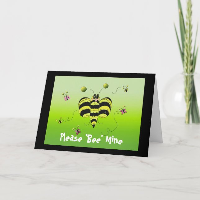 Tarjeta Festiva Por favor 'Bee' Mine Valentine (Anverso)