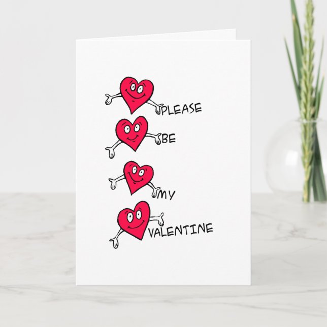 Tarjeta Festiva Por Favor Sé Mi Valentín (Anverso)