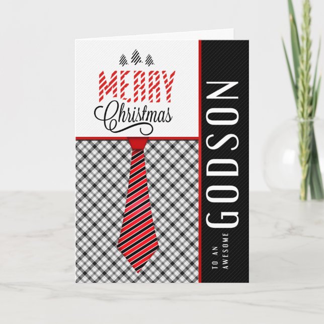 Tarjeta Festiva por Godson Merry Christmas Masculine Necktie (Anverso)