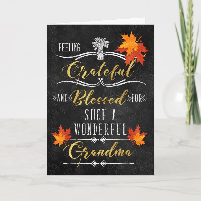 Tarjeta Festiva por Grandma Thankings Blesss Chalkboard (Anverso)