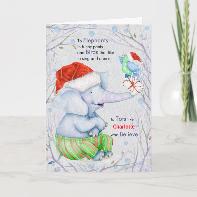 Tarjeta Festiva por los dedos de las manos sobre Navidades Pájaro  (Anverso)