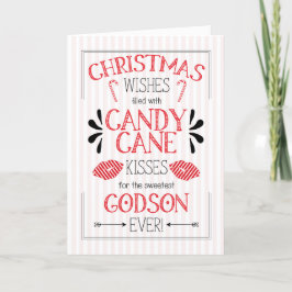 Tarjeta Festiva por los deseos de Godson Candy Cane para los Navid