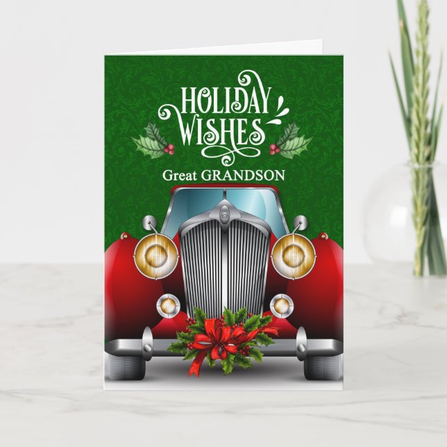 Tarjeta Festiva por los grandes Navidades de los autos clásicos ro (Anverso)