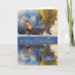 Tarjeta Festiva por los grandes Navidades Winter Woodland Deer