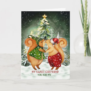 Tarjeta Festiva por los Navidades de amor de Girlfriend Sweet Squi