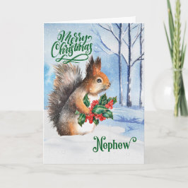 Tarjeta Festiva por los Navidades nepalíes Squirrel Winter Woodlan