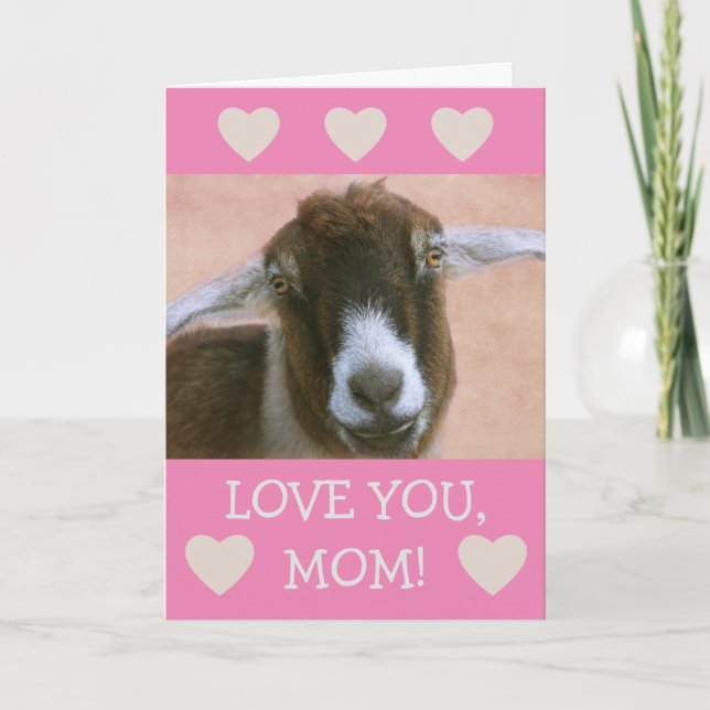 Tarjeta Festiva Por mamá, cabra dulce, San Valentín (Anverso)