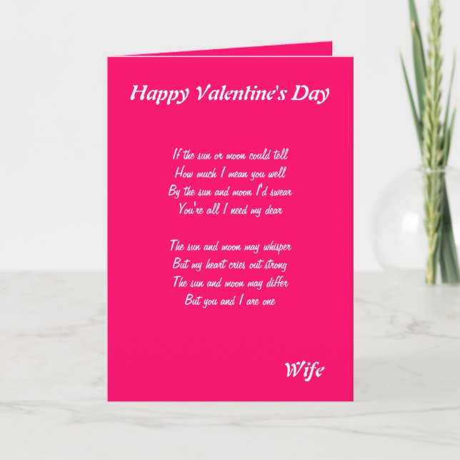 Tarjeta Festiva por mi esposa en el día de San Valentín (Anverso)