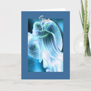 Tarjeta Festiva Por mi hijo - Ángel azul