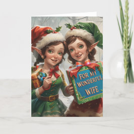 Tarjeta Festiva Por mi maravillosa esposa, Navidades LGBT, arte di