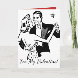 Tarjeta Festiva "¡Por mi San Valentín!" Bailarines retro Valentine