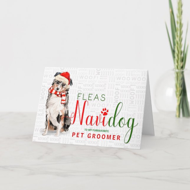 Tarjeta Festiva por nombre de Navidades pastores australianos del  (Anverso)
