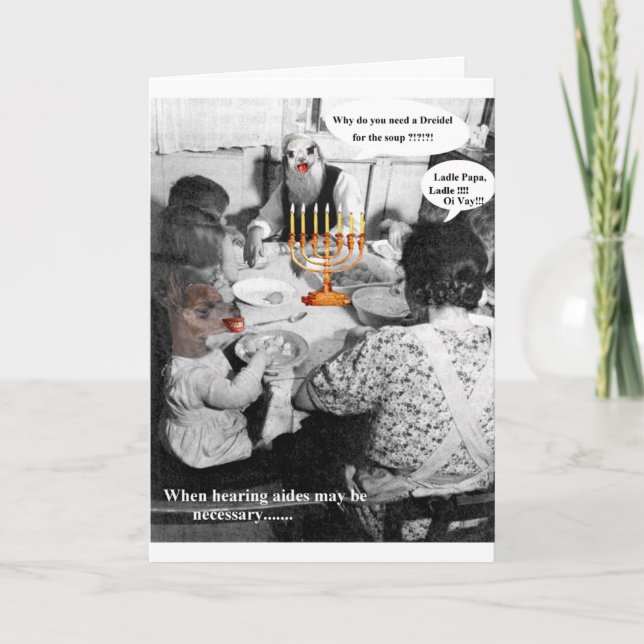 Tarjeta Festiva ¿Por qué usted necesita un dreidel para la sopa? (Anverso)