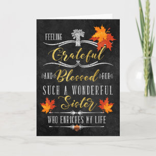 Tarjeta Festiva por Sister Thanksgiving Autumn Chalk