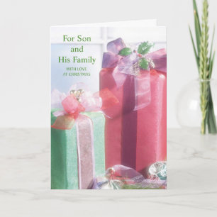 Tarjeta Festiva Por su hijo y su familia con amor a los Navidades