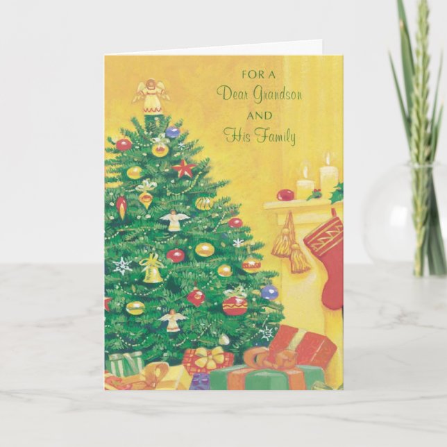 Tarjeta Festiva Por su querido nieto y su familia (Anverso)