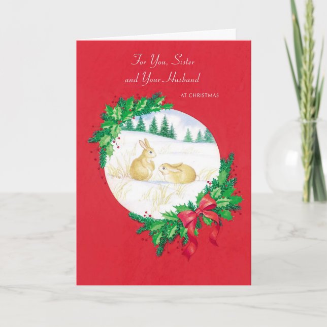 Tarjeta Festiva Por ti, hermana y tu marido en los Navidades (Anverso)