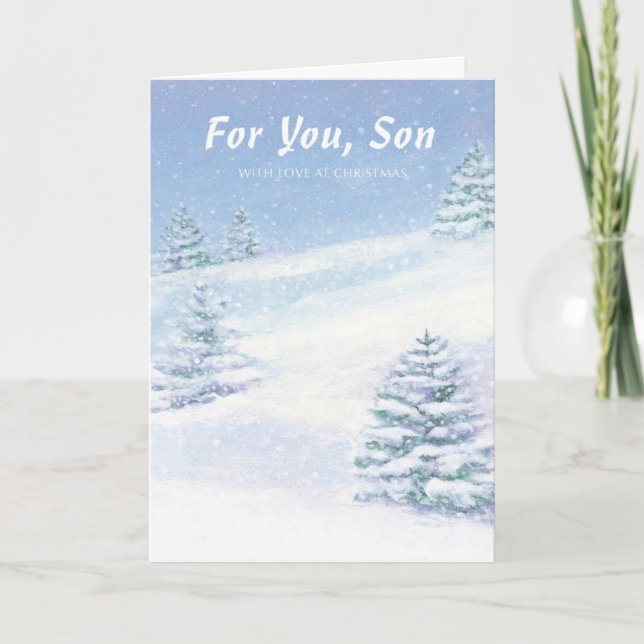 Tarjeta Festiva Por ti, hijo con amor a los Navidades (Anverso)
