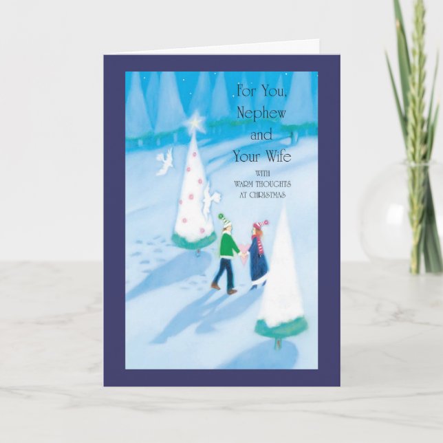 Tarjeta Festiva Por ti, sobrino y tu esposa (Anverso)