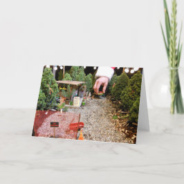 Tarjeta Festiva Porción miniatura del árbol, en blanco