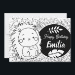 Tarjeta Festiva Porcupine Kids Birday Floral Coloración<br><div class="desc">Tarjeta de cumpleaños de color personalizado con vegetación botánica y Porcupine</div>