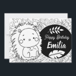 Tarjeta Festiva Porcupine Kids Birday Floral Coloración<br><div class="desc">Tarjeta de cumpleaños de color personalizado con vegetación botánica y Porcupine</div>