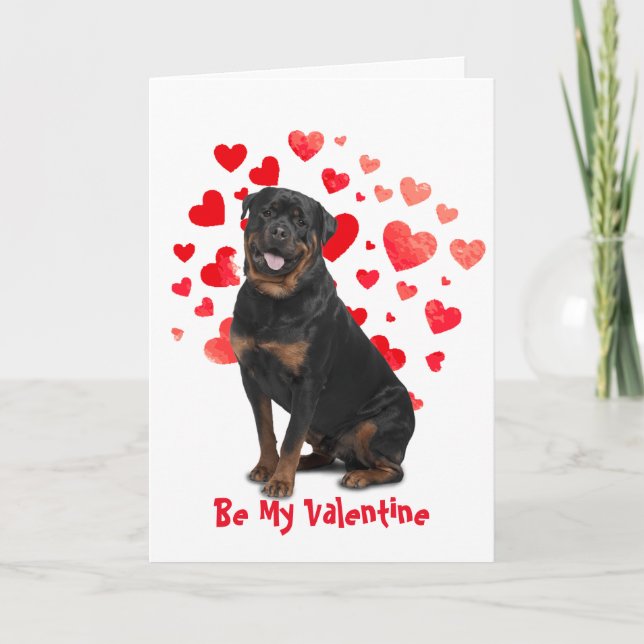 Tarjeta Festiva Porque aullido te amo Rottweiler perro de San Vale (Anverso)