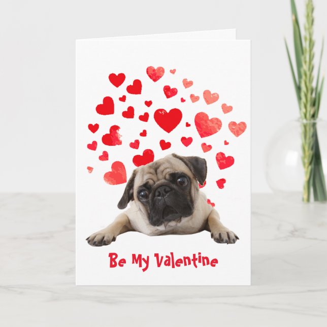 Tarjeta Festiva Porque me encanta Pug Perro Valentín (Anverso)