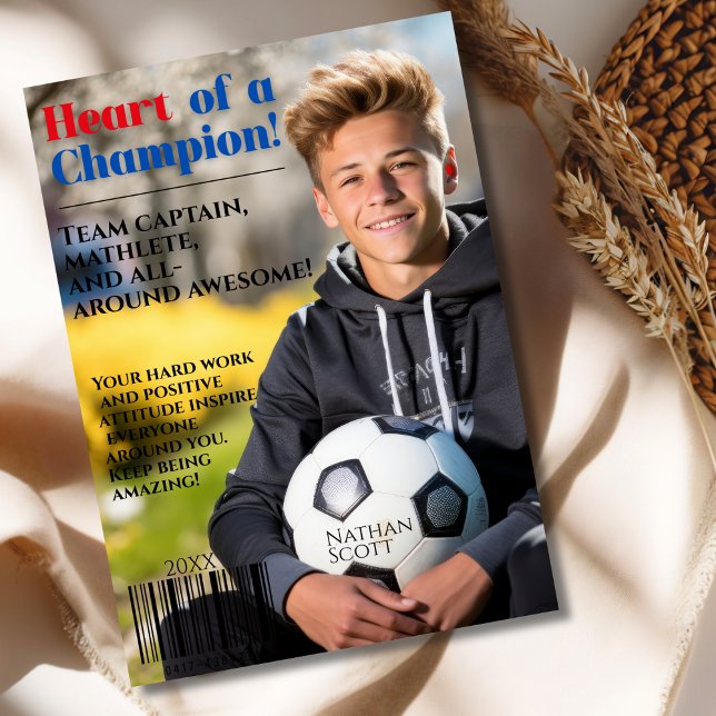 Tarjeta Festiva Portada de la revista Heart of a Champion (Heart of a Champion magazine cover Holiday Card)