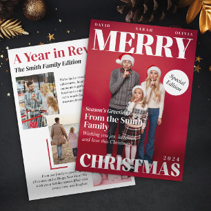 Tarjeta Festiva Portada de revista de Feliz Navidad: Un año en rev