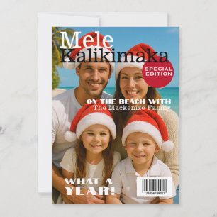 Tarjeta Festiva Portada de Revista Mele Kalikimaka Familia Persona