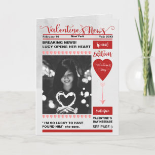 Tarjeta Festiva Portada del periódico el día de San Valentín