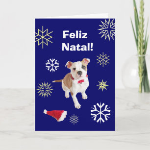 Tarjeta Festiva Portugués: ¡Feliz natal! ¡Felices Navidad!